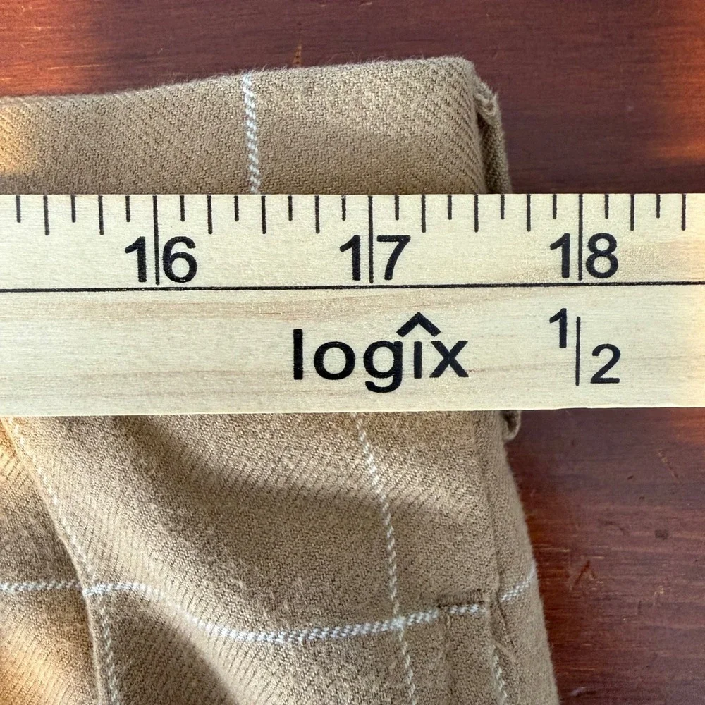 Polo Golf Ralph Lauren Pants Mens 34x33 Tan Windowpane Cotton Wool Silk Pleated